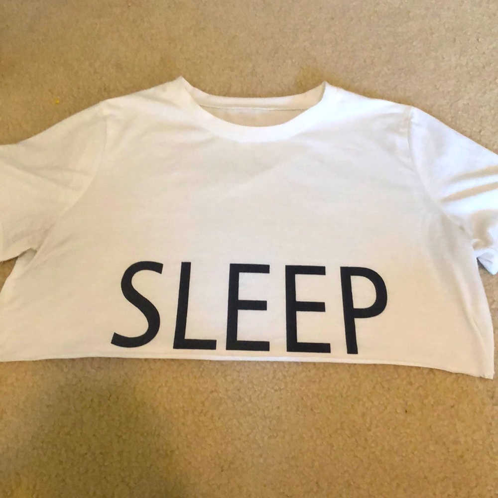 Graphic “sleep” pajama crop top
